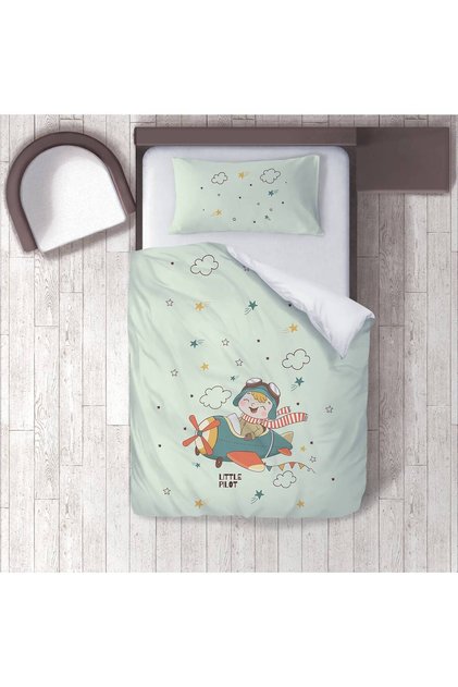 Children's Room Cotton Lu Duvet Cover Set Bed Sheet Sız Küçük Pilot, Airplane