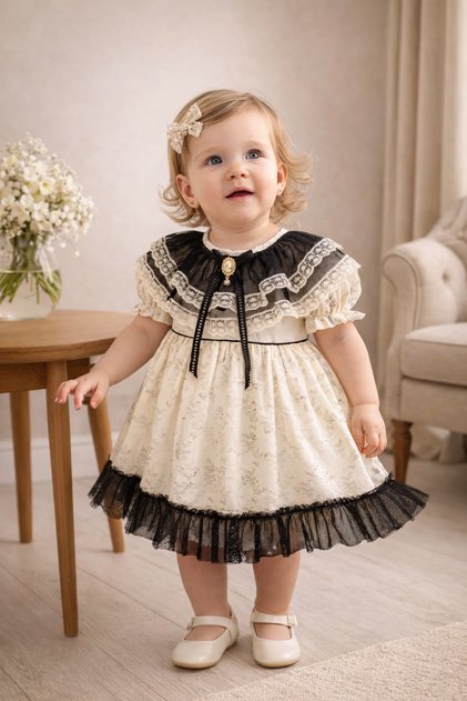 Baby Girl Vintage Lace Collar Ruffle Design Dress