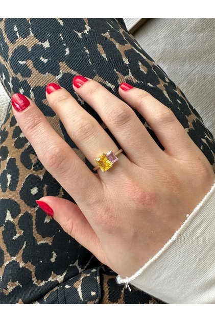 Gold Yellow Double Rectangular Ring