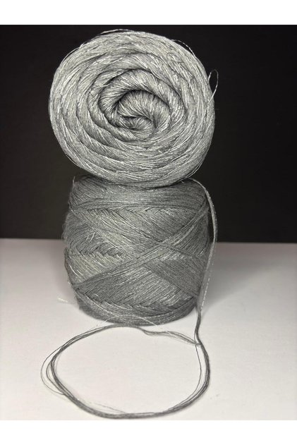 Smoke Gray Italian Mercerized Viscose Yarn, Silver Glitter (5 Layers of Yarn) (Summer Style, Transitional) Knitting Yarn 200Gr