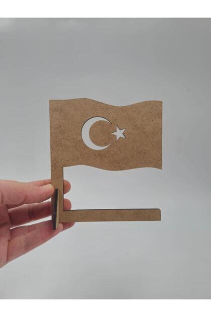 Paintable Turkish Flag Wooden Toy with Stand Activity Activity 10 Pcs
