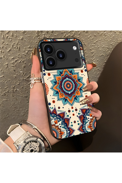 iPhone 17 Pro Compatible Silicone Edge Hard Back Anti-Fall Phone Case Fars Patterned