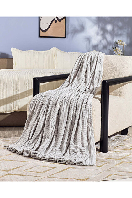 Grey Geometric Printed Blanket Double Size