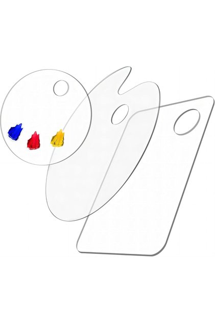 Acrylic Paint Palette With Thumb Hole,Clear Oval-Shaped,Easy Clean Non-Stick Plastic Pallet (3PCS)