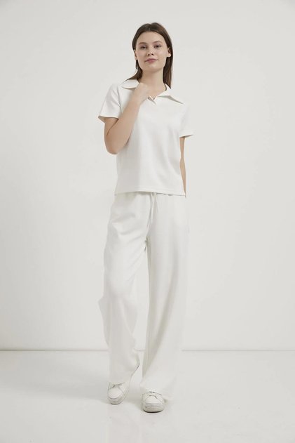 Short sleeve tracksuit set ecru