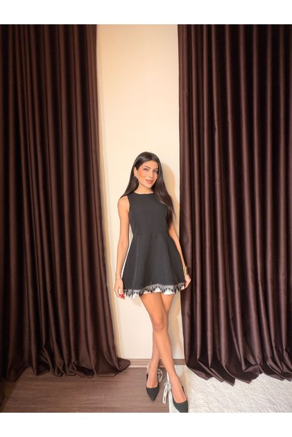 Women's Skirt Hem Lace Detailed Sleeveless Dress