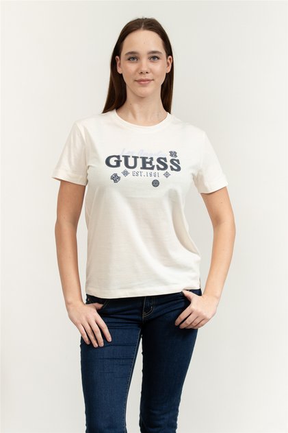Agnes Kadın Aktif Regular Fit Bisiklet Yaka T-Shirt Beyaz