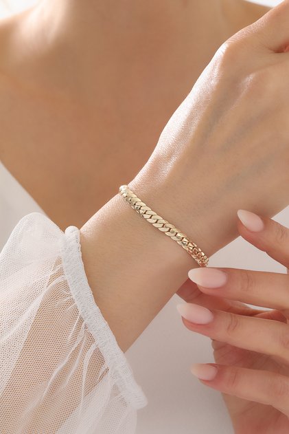 14 Ayar Altın Gurmet Bileklik 6 mm