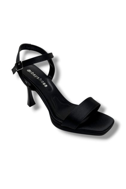 600-26 Shiny Satin Single Strap Medium Heel Women's Sandals (10cm)