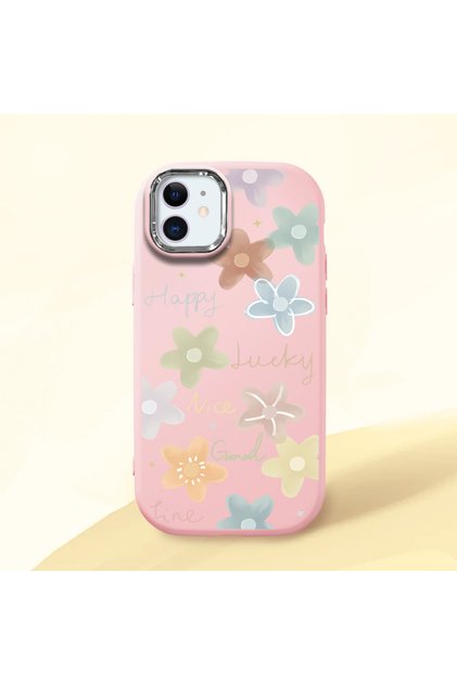iPhone 11 Compatible Shock-Absorbing Camera Protected Pink Silicone Case Floral Print