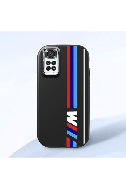 Redmi Note 11/Note 11S Compatible Black Silicone Case with Shock-Absorbing Camera Protection Bmw Patterned