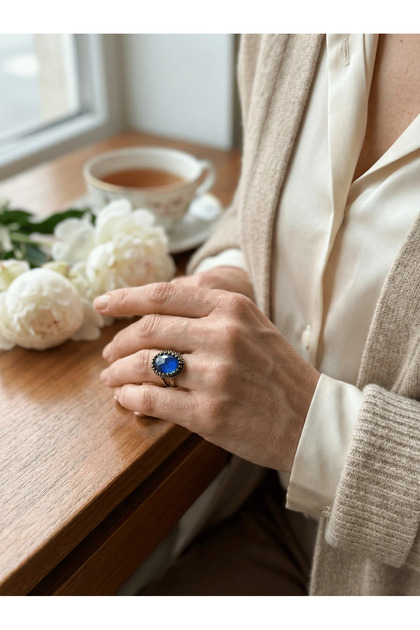 Bronze Jewelry Authentic Color-Changing Stone Oval Cut Model Adjustable Vintage Women's Ring