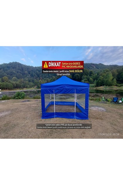 Gazebo Tente PVC Yan Duvar Seti (1 Kapı Girişli) (Tente ve Üst Kumaş Dahil Değildir)