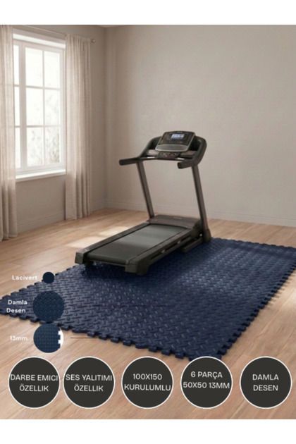 6 Parça 50x50 13mm Zemin Matı 100x150 Kurlumlu Spor Fitness Koşu Bandı Ses Yalıtım Özellik