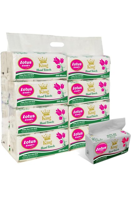 VIP King Interfold Hand Tissue, 150-Sheet 1 Ply, Pack Of 16
