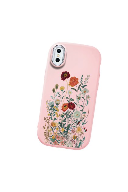 iPhone XS Max Compatible Camera Protected Pink Soft Silicone Phone Case Floral Print