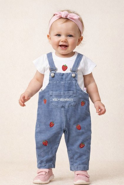 Short Sleeved T-Shirt and Salopet Bottom Top Set for Girls 162 163 101