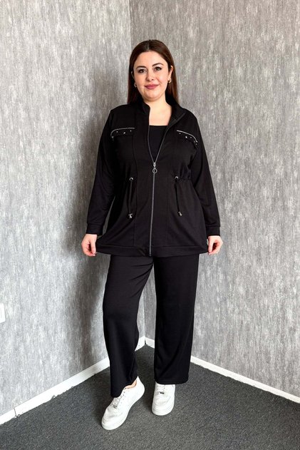 Women's Plus Size Stone Detailed Modal Set 7577