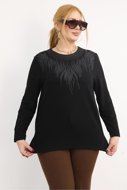 Plus Size Blouse with Stone Collar