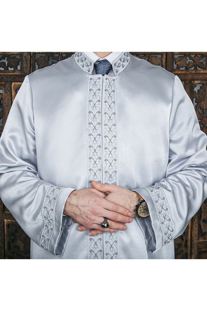 Luxury Regaib Imam Robe Gray Silver