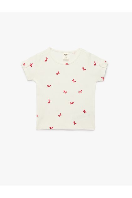 Beige Babygirl Plain Cotton T-Shirt