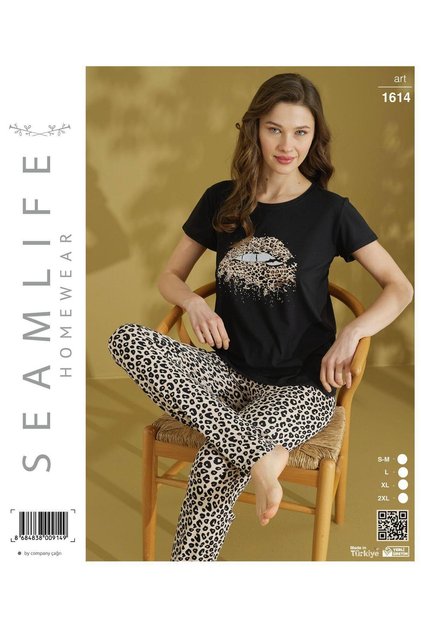 Seamlife Women's Extra Soft 100% Cotton Milan Short Sleeve Pajama Set