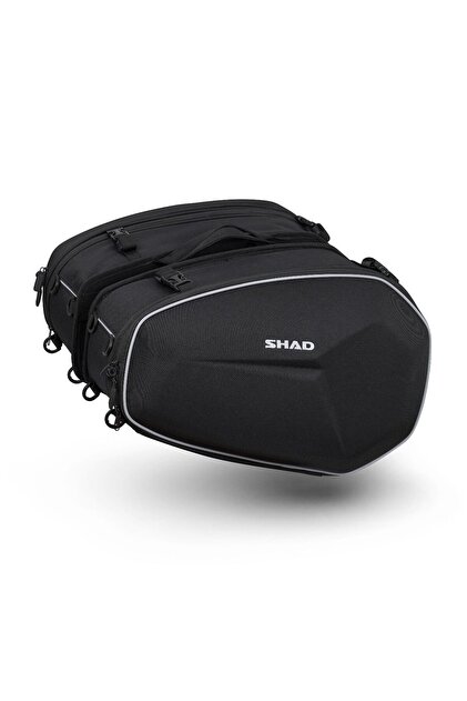 GENİŞLEYEBİLİR MOTOSİKLET YAN ÇANTA SETİ 2 KASK İÇİN 46-58 LT UNIVERSAL