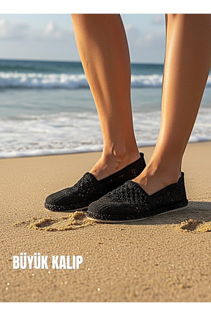 Tri̇ko Straw Stone Detail D Flat Sole Women's B Ballet Flats Shoes