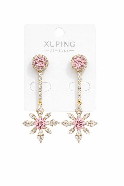 Xuping Steel Pink Stone Star Design Dangle Women Earrings