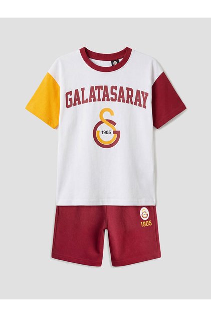 Lcw Kids White Galatasaray Printed Boys' T-Shirt and Shorts