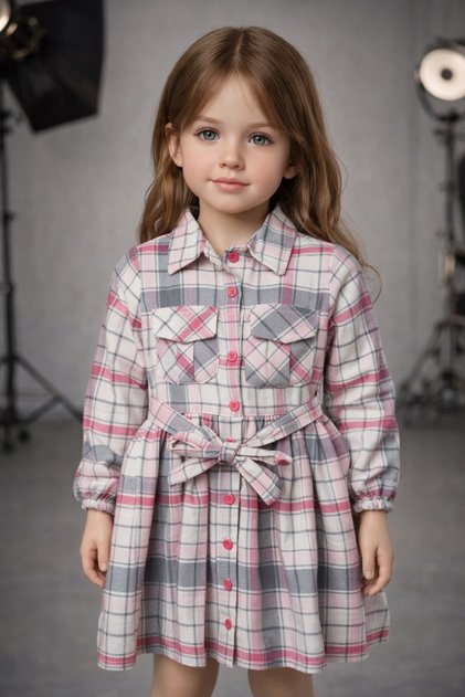 Girl's Holiday Plaid Dress – Long Sleeve Pocketed Stylish Comfortable Casual Dress