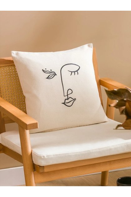 Lcw Home Face Embroidered Cushion Cover 45X45 cm