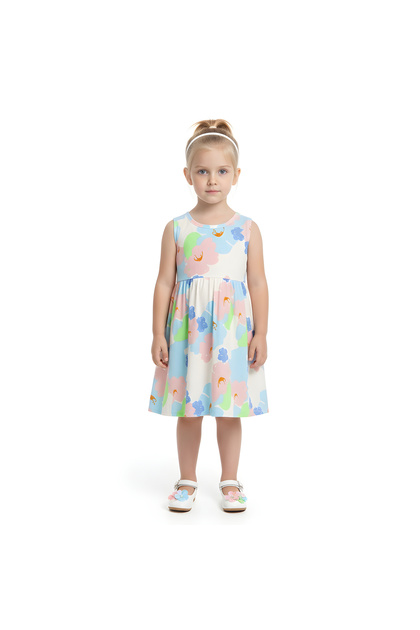 -Amira Printed Flower Casual Dress, Colorful-2Y to 6Y