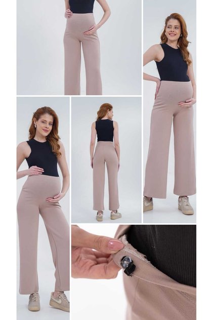 Oysho Fabric Maternity Pants Palazzo Full E Stretchy Adjustable Size Belly Supporting Straight Loose Fit Trend