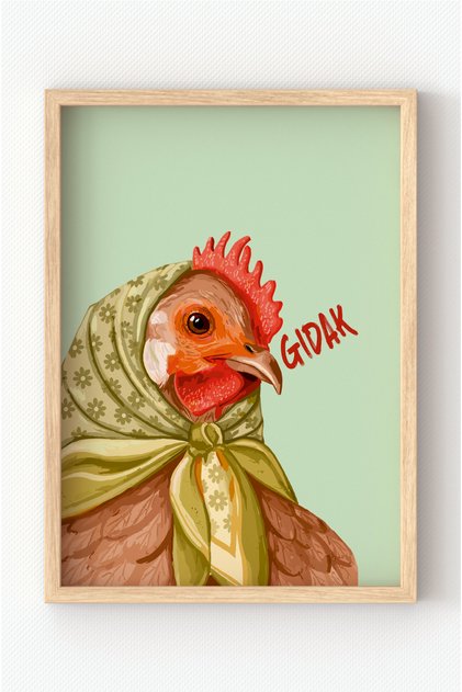Gıdak | Çerçeveli Eğlenceli Tavuk Poster Modern Minimal Duvar Dekoru Tablo