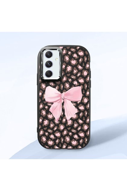 Samsung Galaxy A54 Compatible Shock-Absorbing Camera Protected Black Silicone Case Leopard Printed I