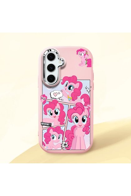 Samsung Galaxy S24 Fe Compatible Shock-Absorbing Camera Protected Pink Silicone Case Pony Patterned