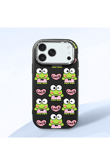 iPhone 17 Pro Max/18 Pro Max Compatible Shock-Absorbing Black Silicone Case with Camera Protection Frog Princess