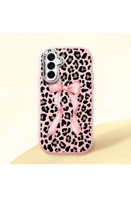 Samsung Galaxy A17 4G/5G Compatible Shock-Absorbing Camera Protected Pink Silicone Case Leopard Printed I