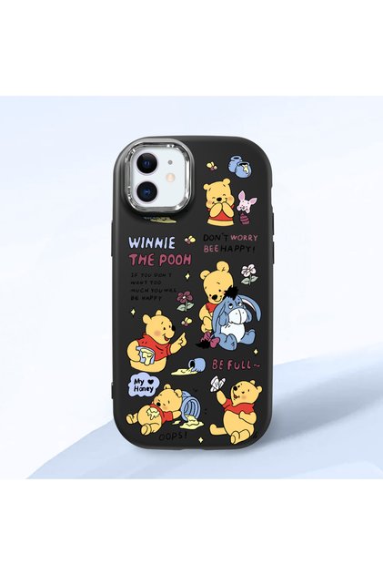 iPhone 11 Compatible Shock-Absorbing Camera Protected Black Silicone Case Cartoon Patterned