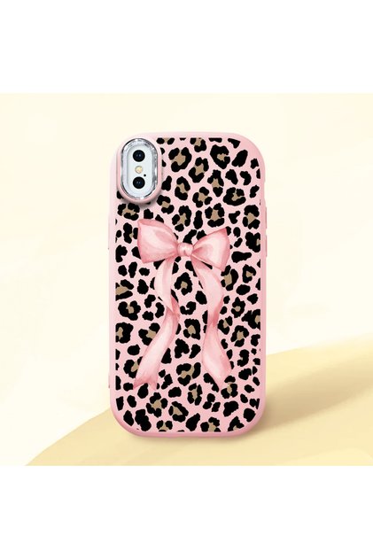 iPhone XS Max Compatible Shock-Absorbing Camera Protected Pink Silicone Case Leopard Printed I