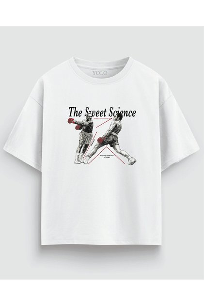تي شيرت The Sweet Science Box مطبوع كبير الحجم 100% قطن ملابس الشارع للجنسين