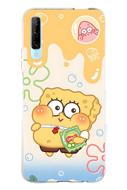 Huawei P Smart Pro Compatible Spongebob Patterned Transparent Phone Case