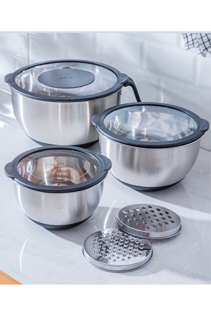 ririmama　Meyer MAXIM 18cm 3 Piece Set MİEN 3lu çelik rendeli saklama kabı seti - Fiyatı, Yorumları