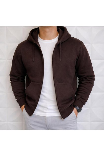 Men's Zippered Fleece Pack Hooded Kangaroo Pocket Fit Winter Hoodie Jacket