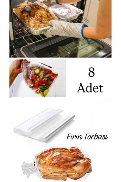8 Pieces of Standard Size Fireproof Oven Bags, Heat Resistant Baking Bags, Oven Bags (25X38 cm)