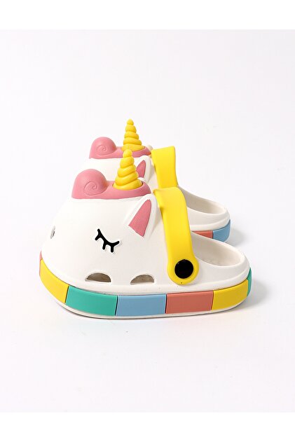 Papuci de spuma Unicorn model alb