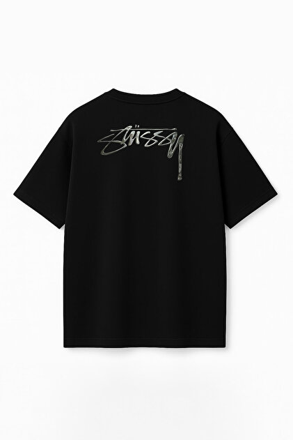 THE RULE Unisex Stüssy Melted Baskılı Oversize %100 Pamuk Geniş