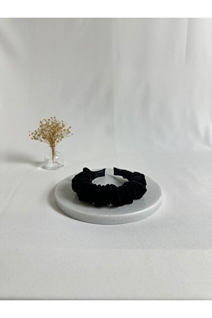 Black Ruched Velvet Crown Hair Band