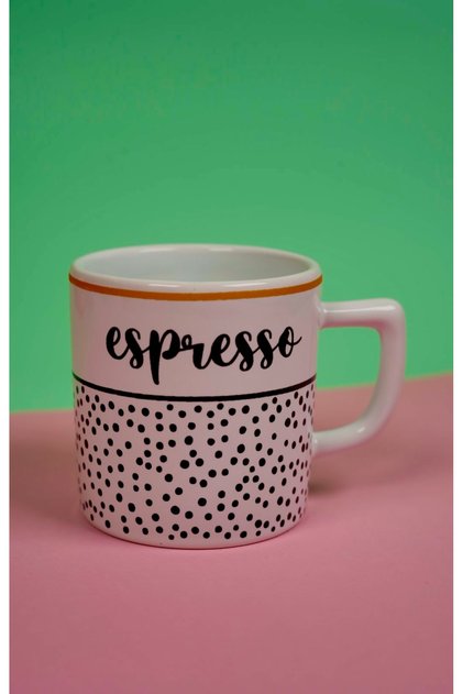 KULPLU MODEL—Espresso Yazılı Desenli Espresso, Double Türk Kahvesi Fincanı -
